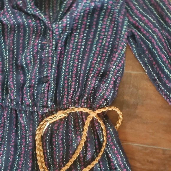 BLUE PURPLE FLOWERS BELTED TUNIC - Picture 6 of 9